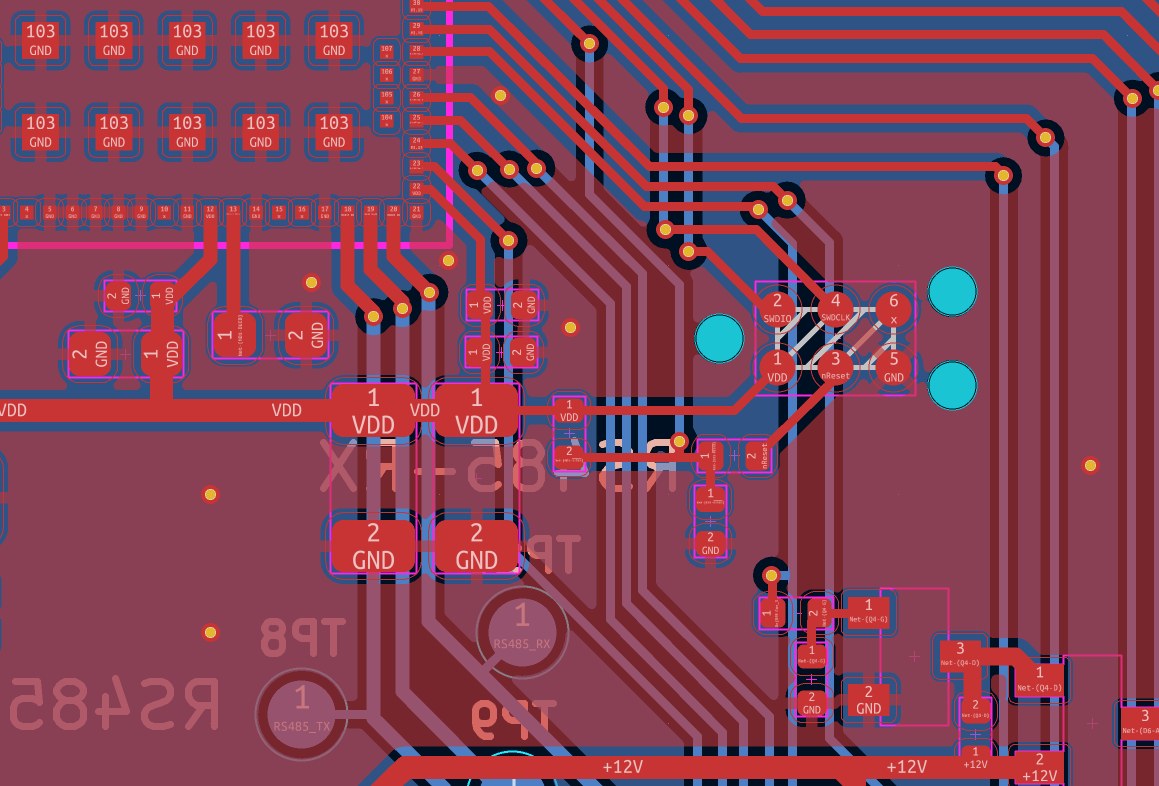 Routage PCB multicouche sur KiCad — vue multi-couches couleurs